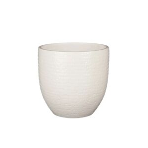 Gardenesque W24 x H22cm White Textured Round Indoor Ceramic Plant Pot
