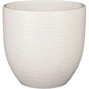 Gardenesque W29 x H26cm White Textured Round Indoor Ceramic Plant Pot