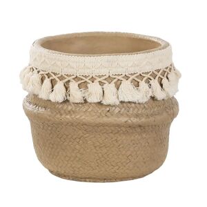 Gardenesque Woven Basket Indoor Plant Pot with Macramé Cord Tassels - W26cm x H23cm