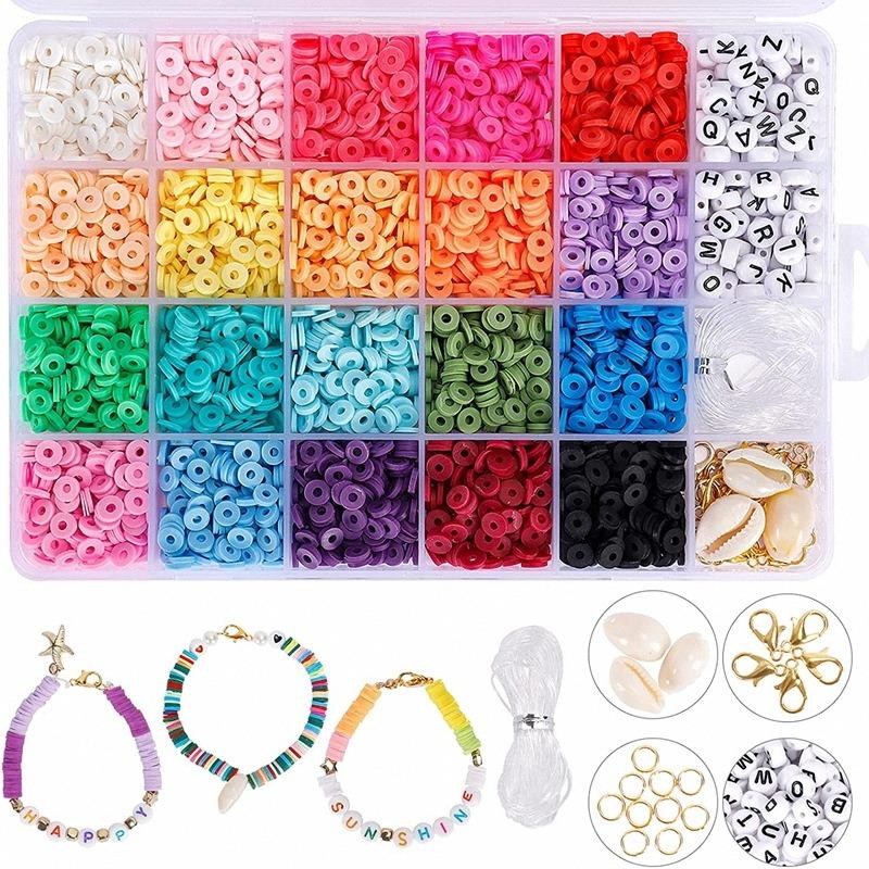 ZCXU 6mm Polymer Clay Bead Set, 3000 Pieces, DIY Accessory Kit,  for Boho Bracelets, Necklace Making, Letters, DIY Accessory Kit