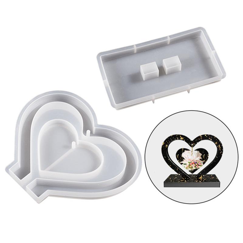 Electronics Supermarket Resin Photo Frame Molds Heart Shape Silicone Epoxy Molds For Casting DIY Wedding Home Decors Flower