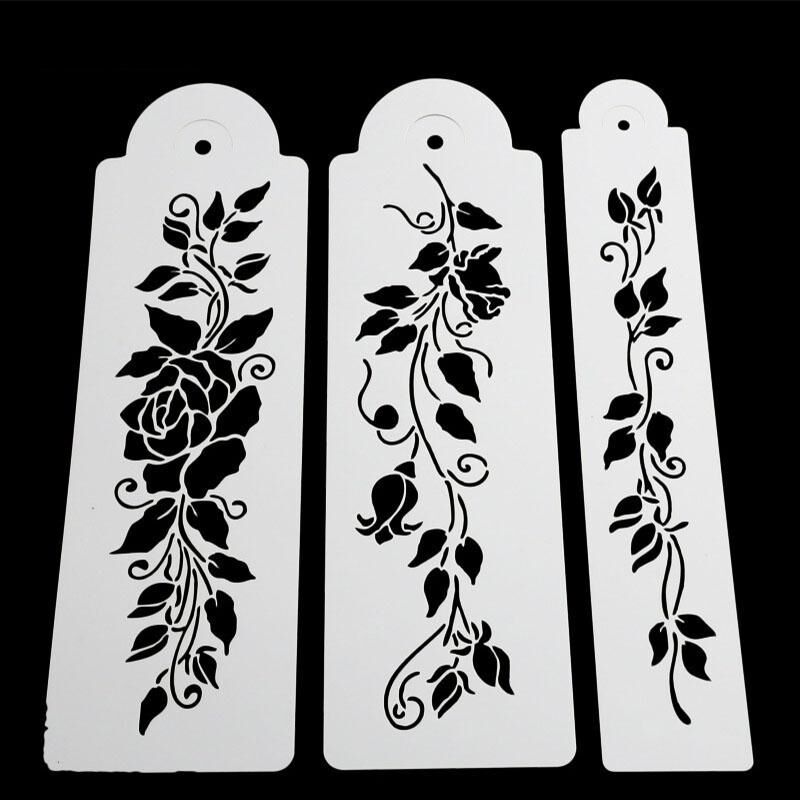 NATAWA 3Pc Craft Layering Stencil Scrapbooking Stamping Album Decorative Embossing Paper Card Leaf Template