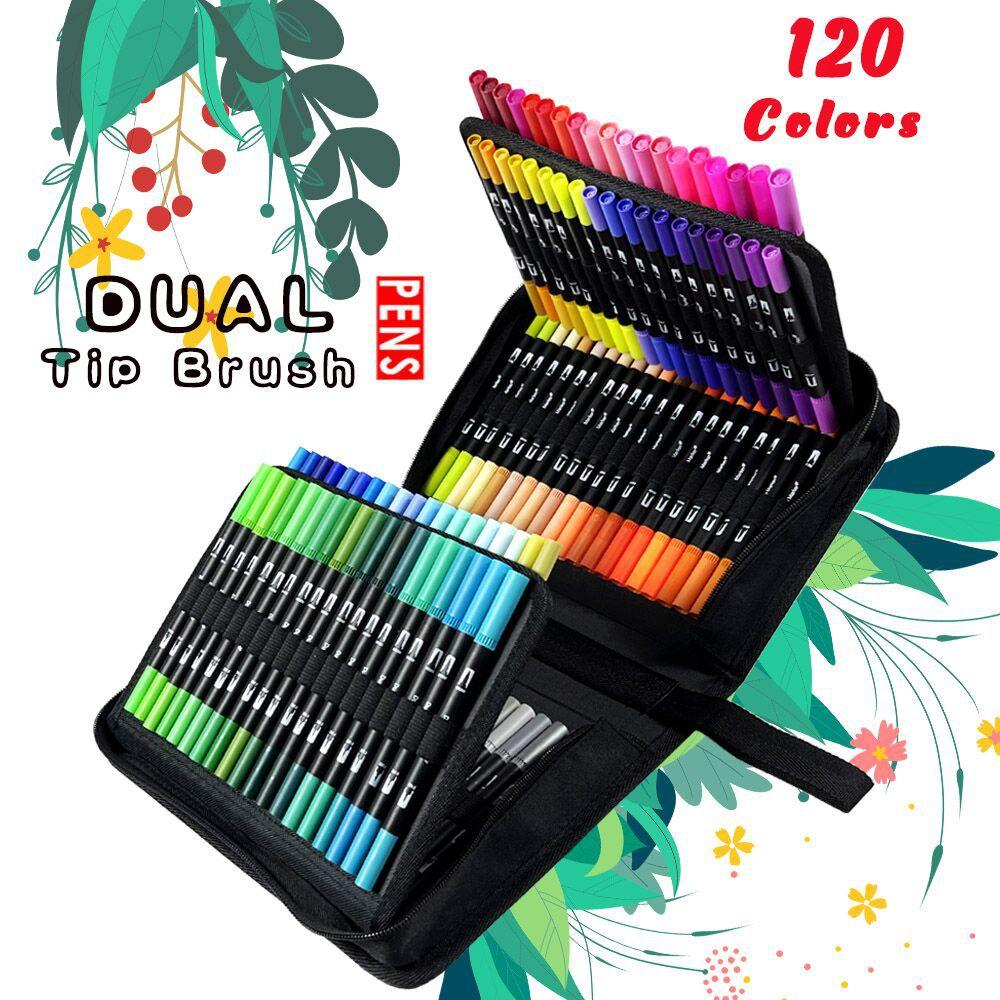 91460000MABWPQDT34 Watercolor Brush Pen Copic Markers 72/120 Colored Dual Tip Art Markers Felt Tip Pens Sketchbooks For Drawing Stationery