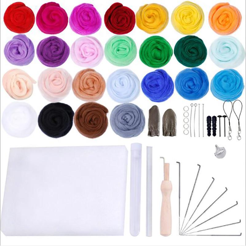 reduceaaa Crafts Needle Felting Kit 25 Colors Wool Roving Handmade Supplies Arts Materials