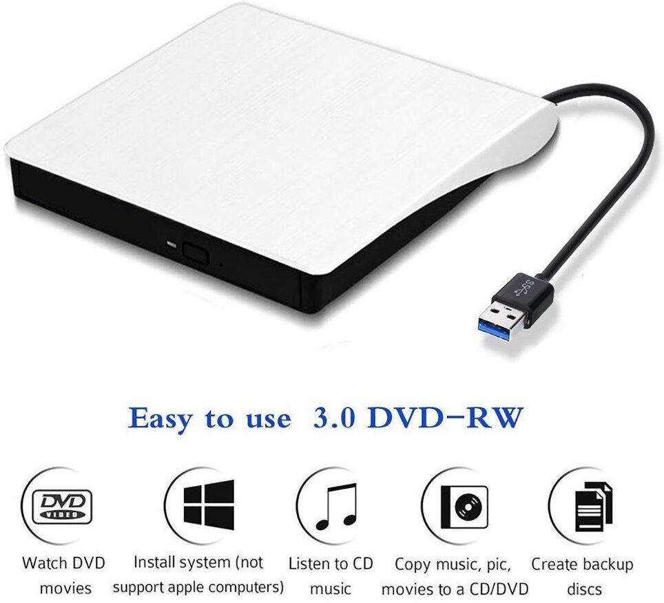 LC Electronic Accessories DVD Recorder External CD DVD Drive Slim Portable DVD CD ROM Re-writer