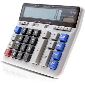 TOMTOP JMS Large Computer Electronic Calculator Counter Solar & Battery Power 12 Digit Display