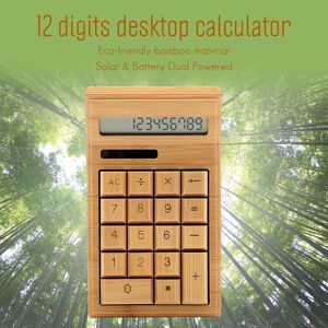 TOMTOP JMS Eco-friendly Bamboo Electronic Calculator Counter Standard Function 12 Digits Solar & Battery Dual Po