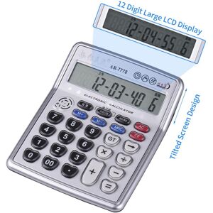 TOMTOP JMS Musical Desktop Calculator 12-Digits LCD Display Electronic Calculator Counter Big Buttons with