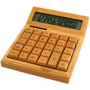 TOMTOP JMS Multifunctional Bamboo Electronic Calculator Counter 12 Digits Solar & Battery Dual Powered for