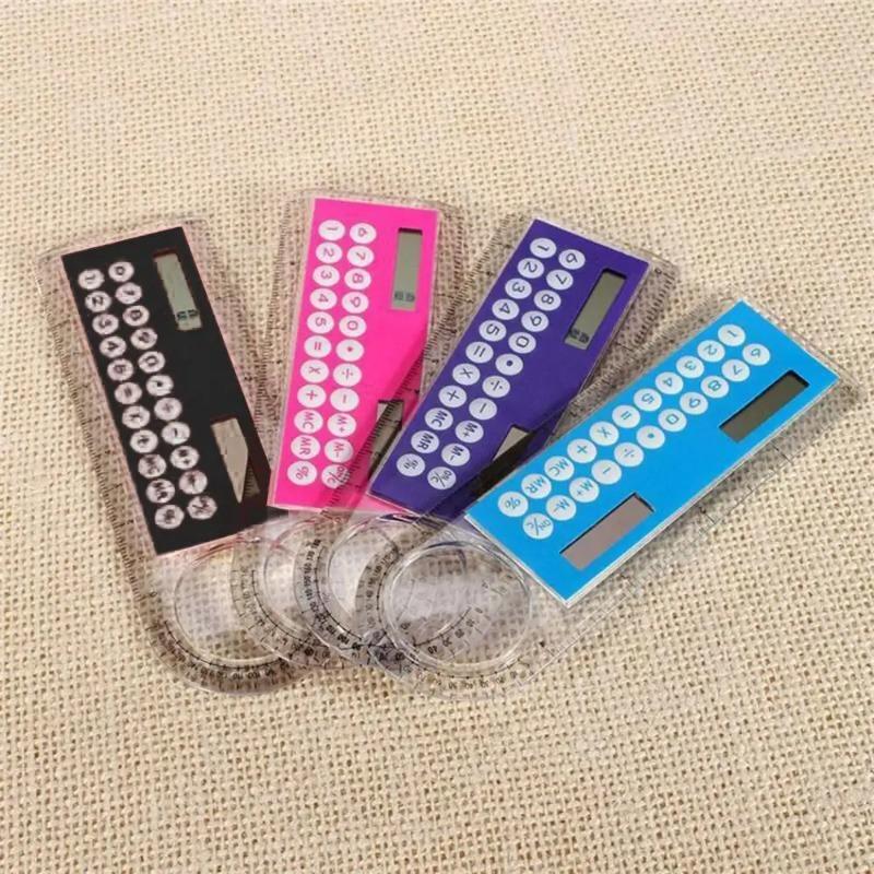 Mango Event Ruler Calculator with Magnifier Transparent Pocket Mini Calculator Stationery Math Toys Pocket School Electronics Calculator