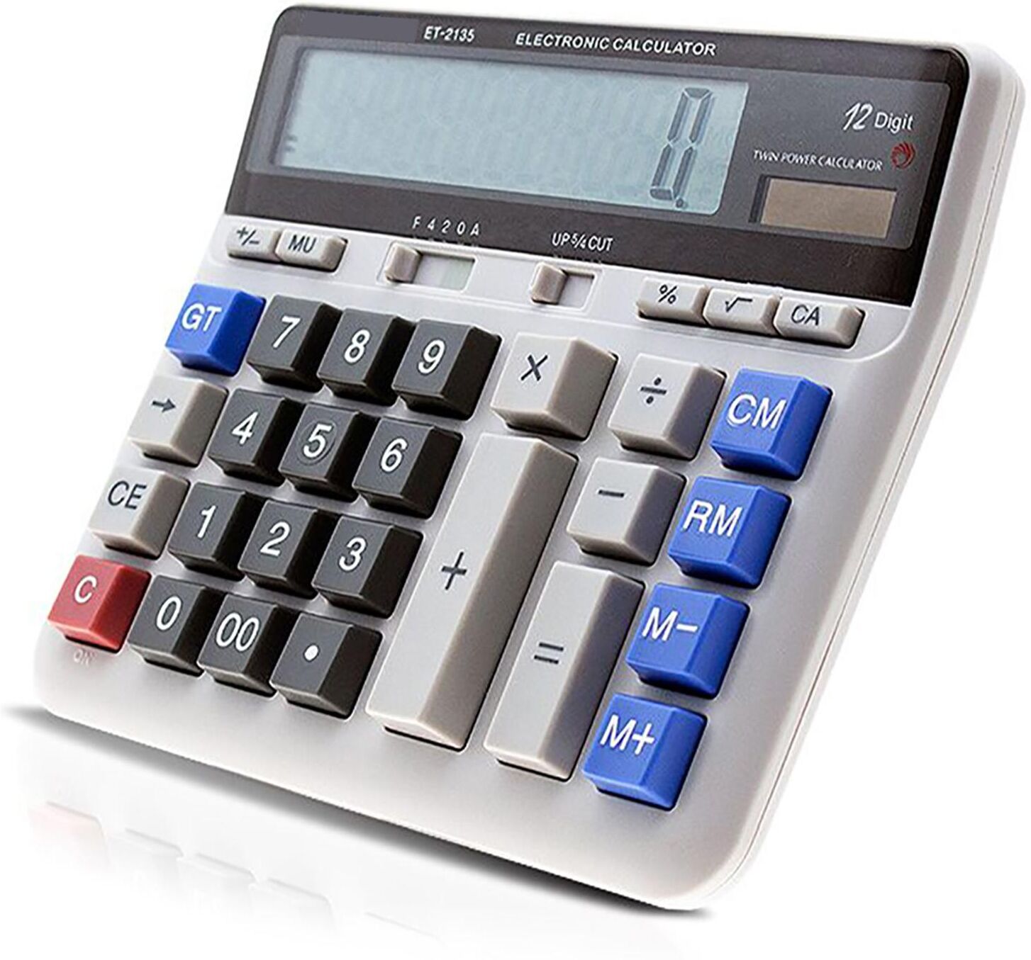 TOMTOP JMS Large Computer Electronic Calculator Counter Solar & Battery Power 12 Digit Display