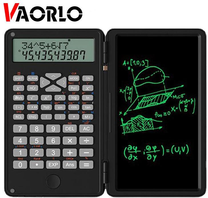 VAORLO 6.5 inch Calculator Convenient ABS Double Line Display Office Supplies LCD Screen Writing Tablet Folding Mini Digital Calculator