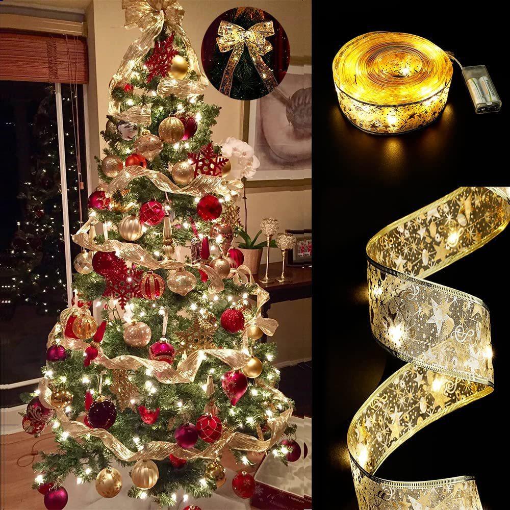 Lianne Christmas Decoration LED Lights Christmas Tree Ornaments for Home  DIY Bows Light String Navidad New Year 2023