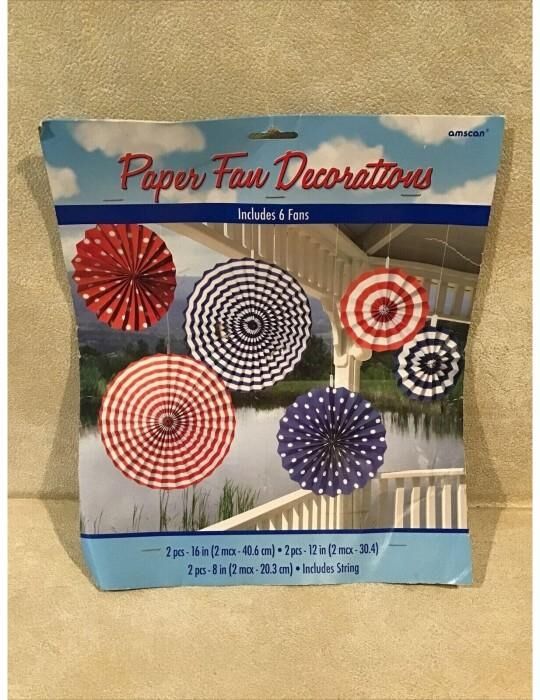 Amscan Paper USA 4th of July Fan Decoration (Pack of 6)