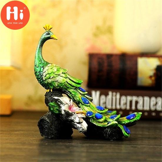 Hi Home Decoration Hi High Simulation Peacock Ornament Decorative Synthetic Resin Accurately Designed Party Delicate Peacocks StatueHi