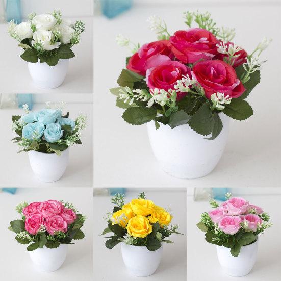 Bluelans flower decoration Beautiful Imitation Potted Flower Simulated Desktop Ornaments Eco-friendly