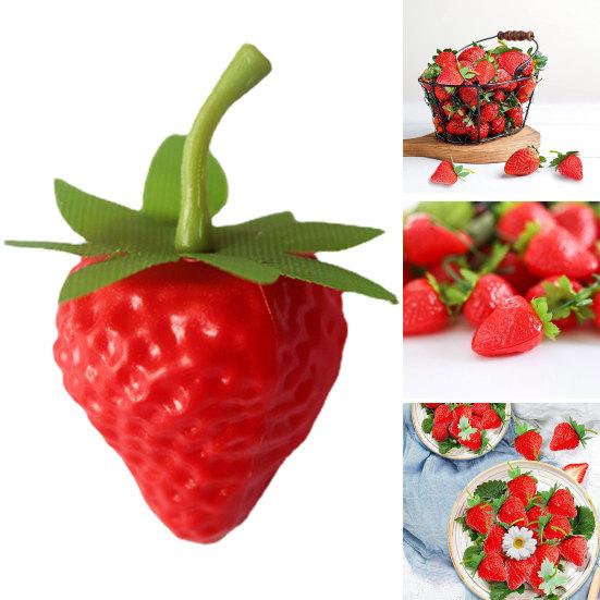 Bluelans flower decoration Beautiful Fake Strawberry Realistic Bright-colored Home Decor