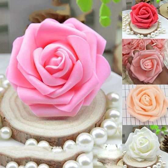 Bluelans flower decoration 50Pcs Artificial Flowers Wedding Bride Bouquet Party Decor Foam Rose Heads