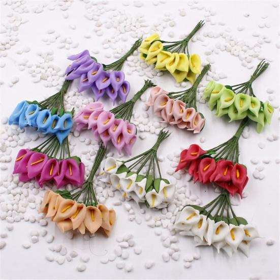 Bluelans flower decoration 12Bouquets Mini Foam Calla Handmade Artificial Flower Party Decor Gift Box Craft