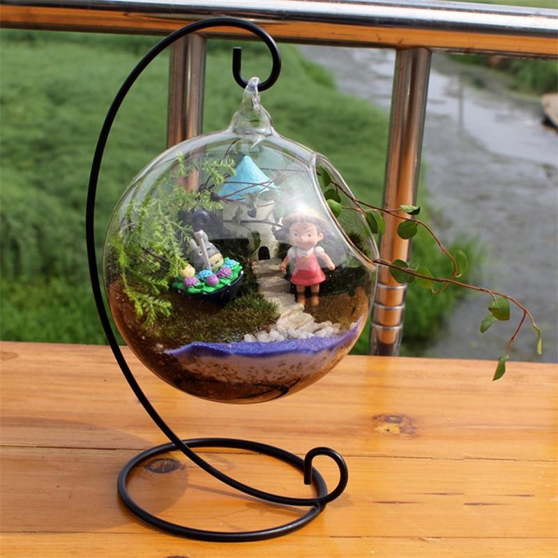 PLAYzh Creative Clear Glass Ball Vase Micro Landscape Air Plant Terrarium Succulent Hanging Flowerpot