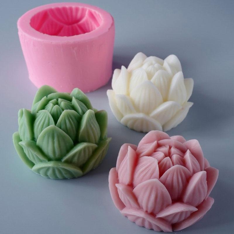 Our Nature Aromatherapy Candle Silicone Mold 3D Lotus Flower Shape Soap Silicone Mould Diy