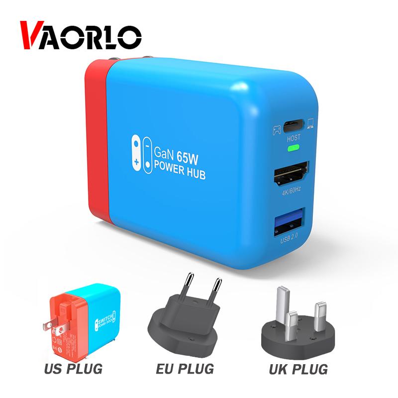 VAORLO Switch Dock for Nintendo Switch GaN fast charger Portable TV Docking Station 4K HDMI-compatible for Laptops iPad Phone