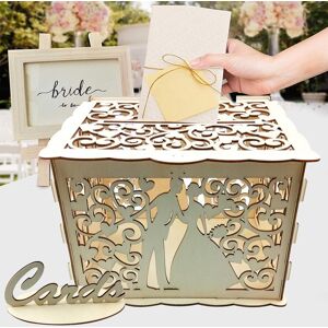 Brazone Wooden Wedding Envelope Gift Card Box Hollow Floral Pattern Invitation Card DIY Box Wedding Supplies