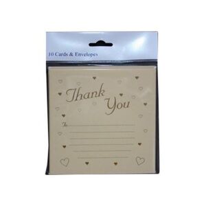 NPK Wedding Thank You Cards and Envelopes with Foil Hearts (Pack of 10)