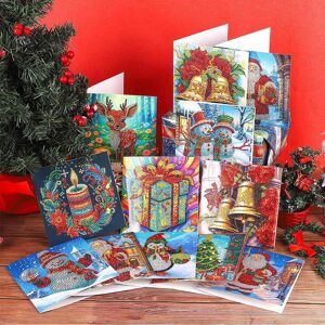 Tautoparts 12pcs Handmade Christmas 5D Diamond Painting Greeting Card with Envelop