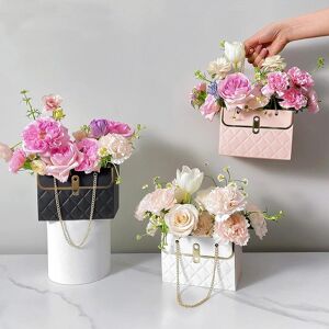 max-apink 4Pcs Creative Hand Bag Shape Rose Flower Packaging Box Flower Shop Wedding Valentine's Day Birthday Gift Wrapping Paper Bag Box