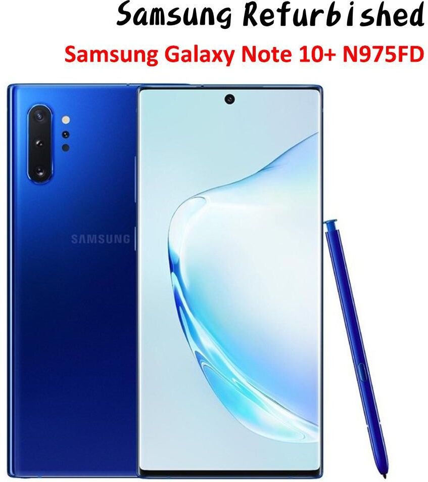 Samsung Refurbished Samsung Galaxy Note 10+ N975FD 12GB RAM 256GB ROM Smartphones 6.8 Inch Unlocked Android MobilePhone European Version Dual SIM