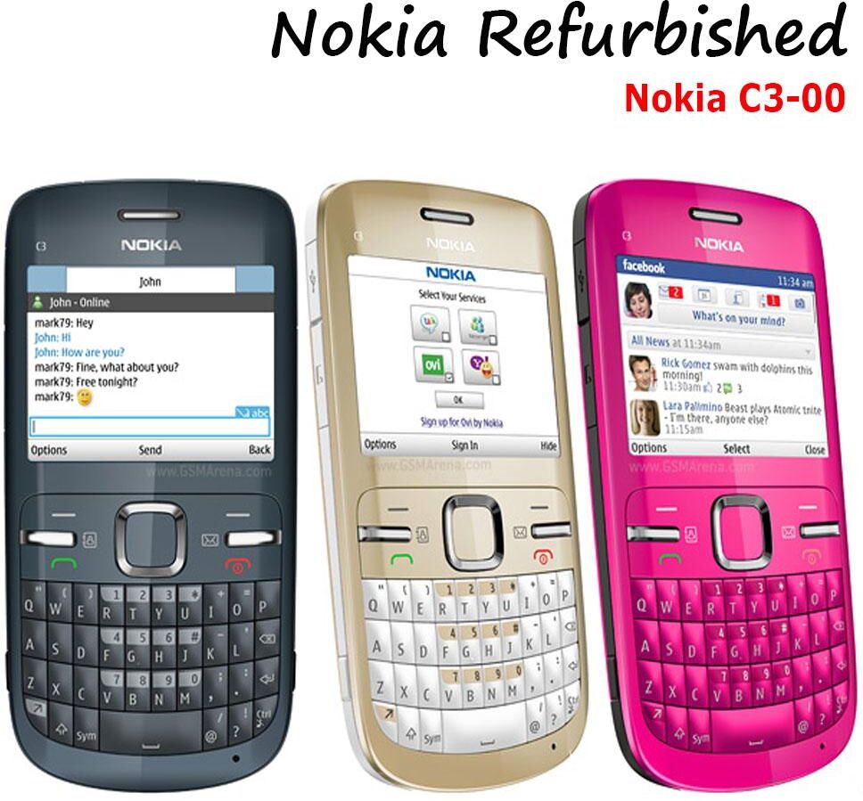 Nokia Refurbished C3-00 Unlocked Cell Phone Slate with QWERTY Key Mobile Phones