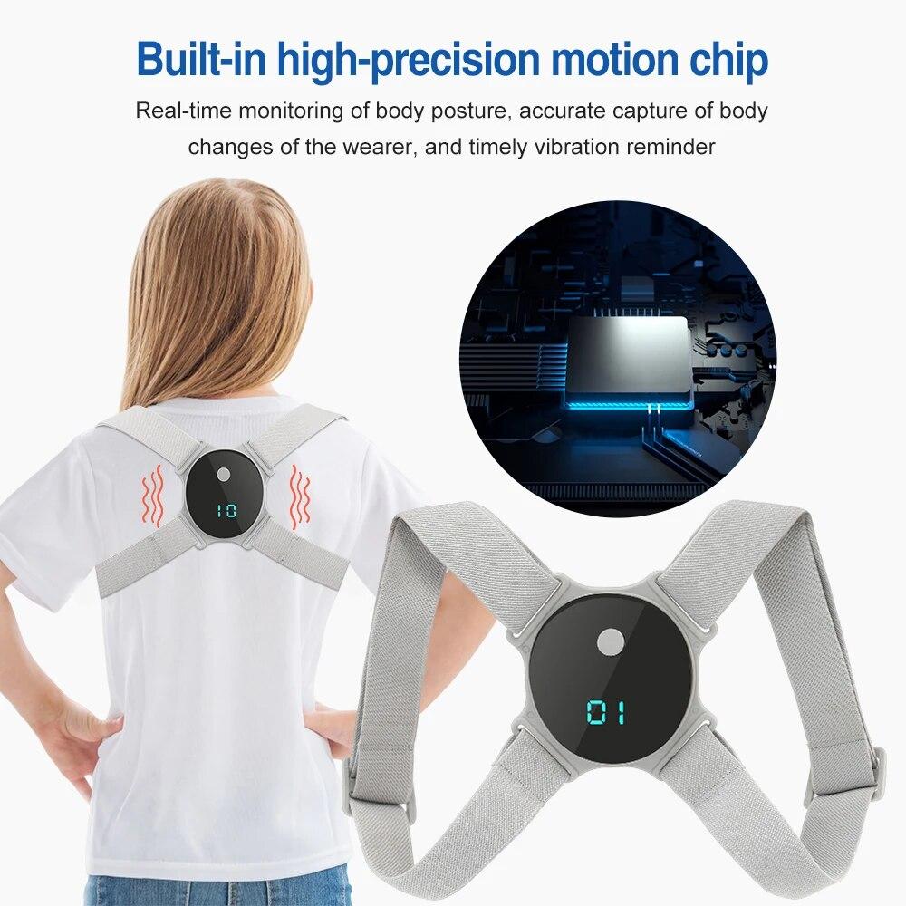Binchi Outdoor Equipment Smart Back Posture Corrector Vibration Sensor Adjustable Back Shoulder Posture Corrector Realtime Reminder Adult Kid Health