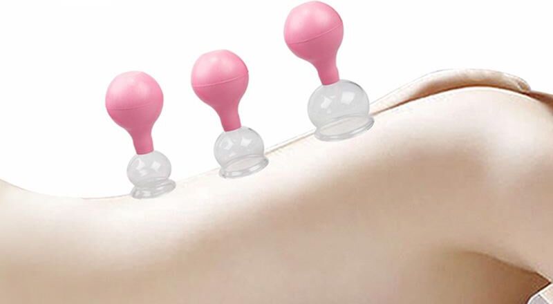 Living family 5PCS Rubber Head Glass Vacuum Cupping Cups Family Medical Vacuum Cans Suction Therapy Device Back Body Massage Health Care Tools