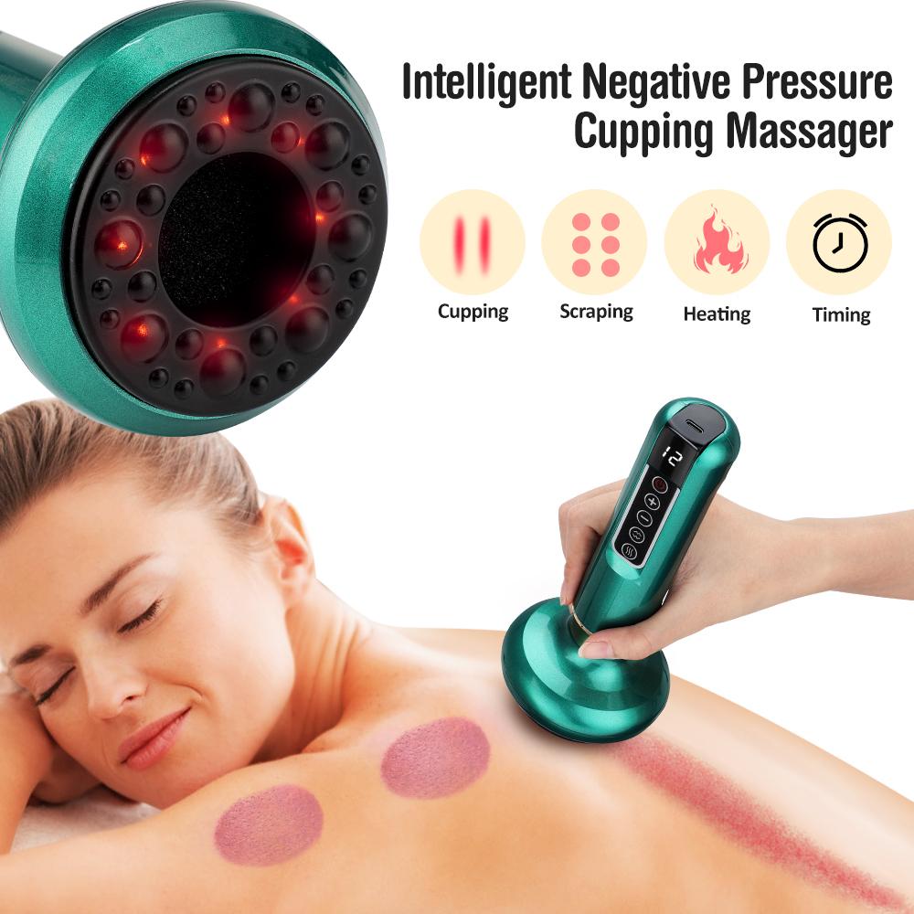 Faylisvow Electric Cupping Massager EMS Scraping and Cupping Therapy Heating Vibration Pressotherapy Rechargeable Pain Relief Health Care
