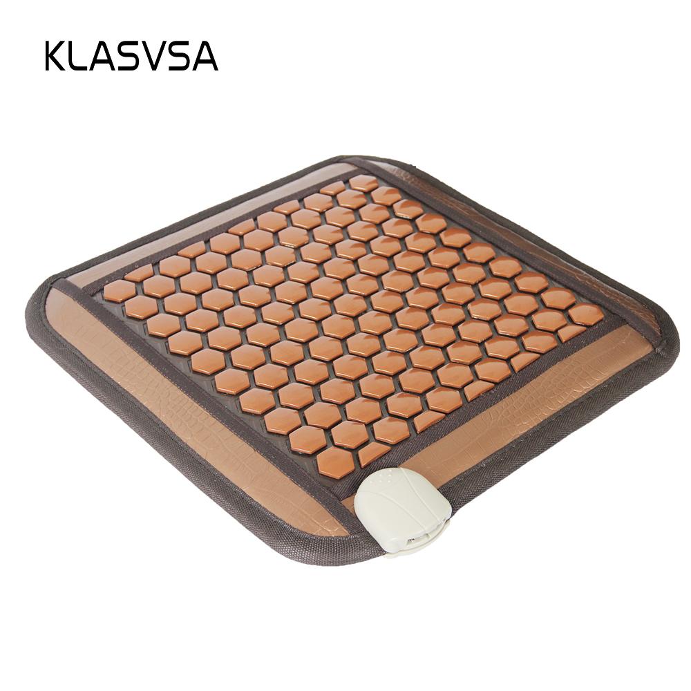 KLASVSA Electric Heating Natural Germanium Stone Foot Massage Cushion Health Care Tourmaline Mat Reflexology Pain Relief