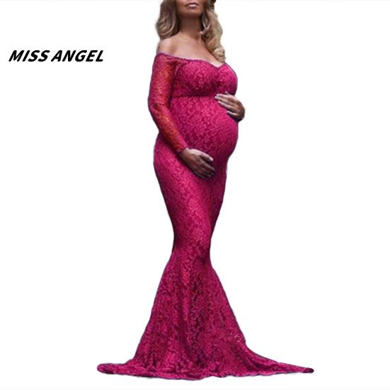 Dress Fancy Club Miss Angel Sexy Maternity Photography Lace Floor Length Sexy Off Shoulder Dress
