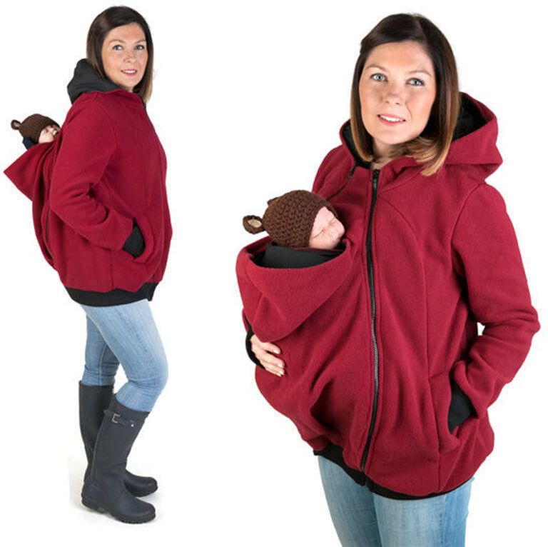 Mechamaxon Fashion Baby Carrier Jacket Kangaroo Warm Maternity Hoodies for Pregnant Womens Maternity Clothes