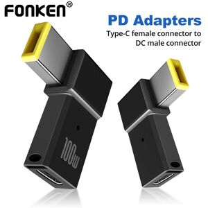 Fonken 100W USB Type C Female to Square PD Plug Converter USB-C Fast Charging Cable Thinkpad Laptop DC Power Adapter Connector