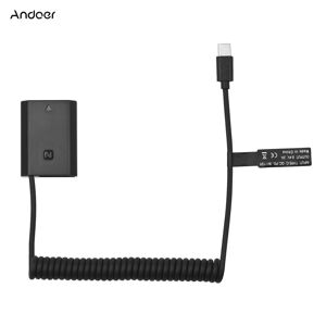 Andoer NP-FZ100 Dummy Battery USB-C Coupler Adapter with USB Type-C Spring Power Cable Replacement