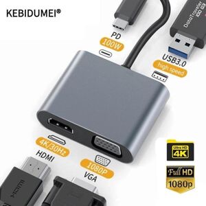 YJMP Electronic 4K Type C to HDMI-compatible USB C 3.0 VGA PD Adapter Dock Hub for Macbook Samsung S20 Dex for Huawei Xiaomi