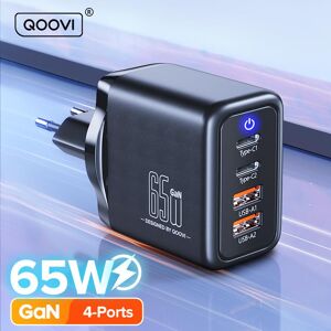 QOOVI 65W GaN Charger USB Type C Fast Charging For Laptop Macbook Quick Charge 4.0 PD USB C Charger For iPhone Xiaomi Samsung Universal