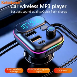 YJMP Auto Parts C29 Car FM Transmitter Bluetooth 5.0 MP3 Player DC12V/24V Input Dual USB 3.1A + PD 3.1A Fast Charging Car Charger