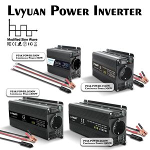 LVYUAN DC 12V to AC 220V 500W/1500W/2000W/2600W Charger Converter Adapter EU Socket Auto Accessories Supply 220V Camping Power Inverter