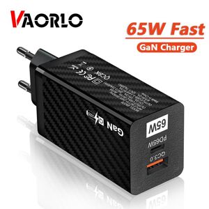 VAORLO USB Charger 65W GaN Type C PD Fast Charging QC 3.0 4.0 Portable Phone Adapter For IPhone 12 Pro Max Macbook Laptop Smartphone