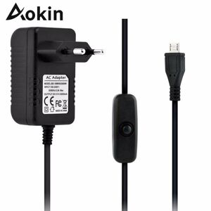 Aokin for Raspberry Pi Power Supply Micro Usb Ac Adapter with Power on/off Switch Switcher Plug
