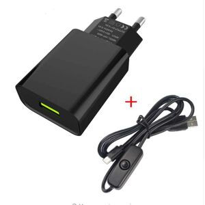 Aokin For Raspberry Pi 3 Power Supply with Power Switch Micro USB Cable EU AC Power Adapter