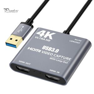 Puntos Electronics Puntos 4K 1080P HDMI to USB 3.0 Video Audio Loop Out HD 1080p60 Capture Card Adapter