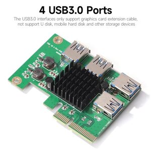 TOMTOP JMS PCI-E X4 to USB3.0 Graphics Card Adapter Board Graphics Card Extension Cable Expansion Card with 4