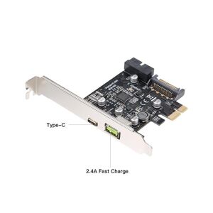 TOMTOP JMS PCI-e to USB3.1 Type-C Expansion Card PCI-E to USB Fast Charge with 19Pin Front Adapter Card GEN1